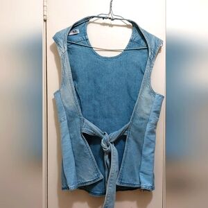 Zara Cut-Out Denim/Jean Halter Top